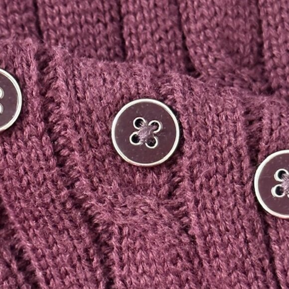 TALBOTS Burgundy Cable Knit Crewneck Sweater Cotton Shoulder Buttons Plus 3X EUC - Picture 5 of 11